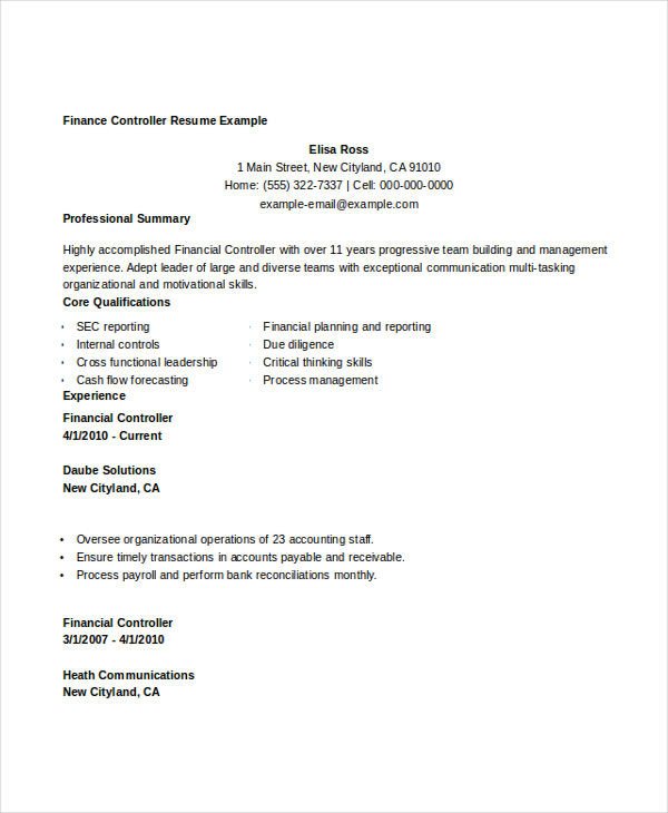 Finance Resume Template Word 28 Finance Resume Templates Pdf Doc