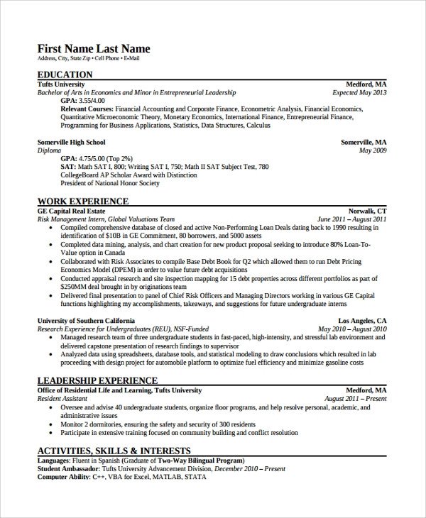 Finance Resume Template Word Sample Finance Resume Template 7 Free Documents