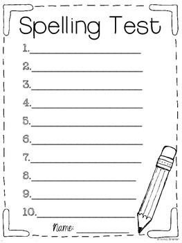 First Grade Spelling Test Template Free Spelling Test Templates