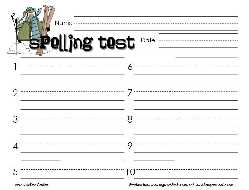 First Grade Spelling Test Template Sailing Through 1st Grade More Spelling Papers