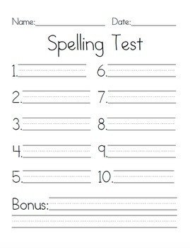 First Grade Spelling Test Template Spelling Test Template by Kristen Sullins