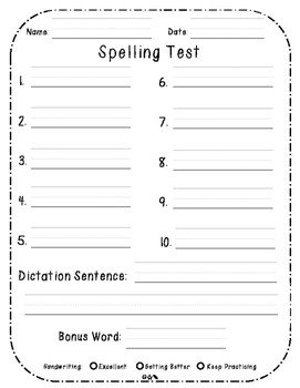 First Grade Spelling Test Template Spelling Test Template by Life In First Grade