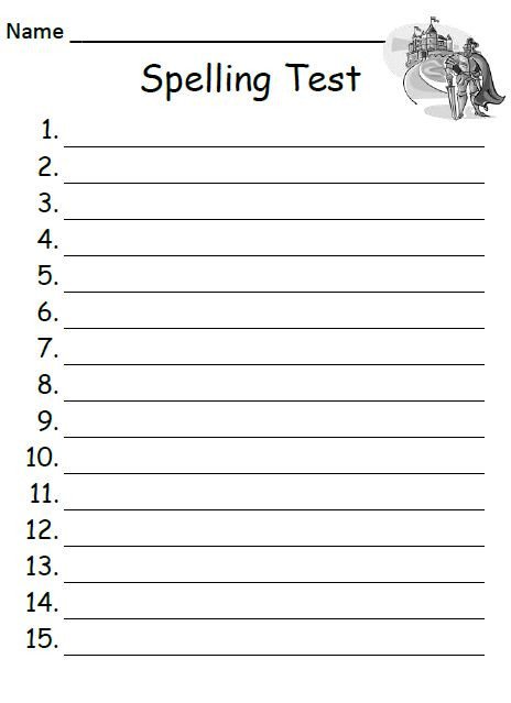 First Grade Spelling Test Template Spelling Test Template