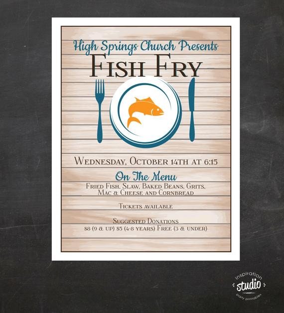 Fish Fry Flyer Template Fish Fry Flyer Custom event Printable Color Church