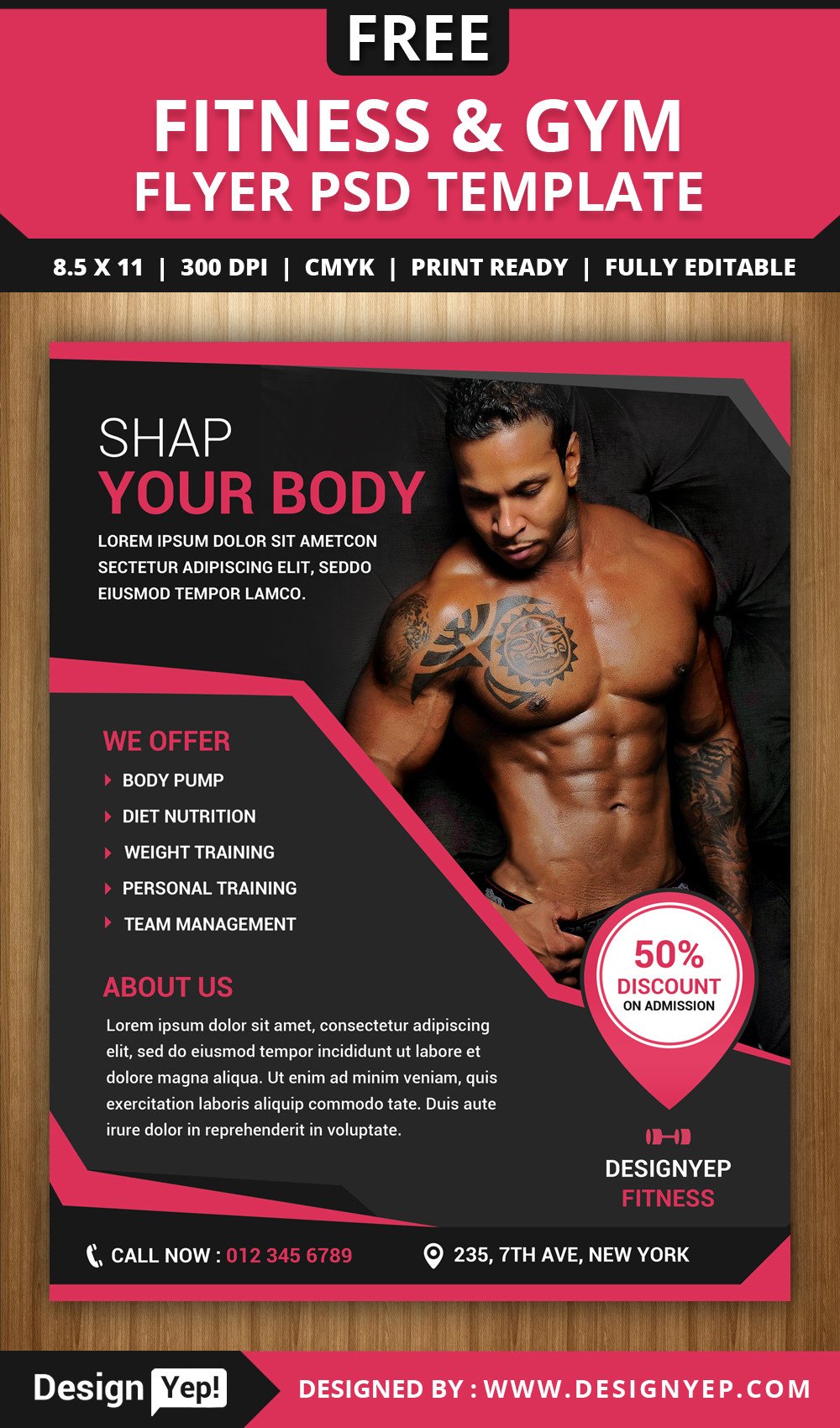 Fitness Flyer Template Free Free Fitness and Gym Flyer Psd Template Designyep