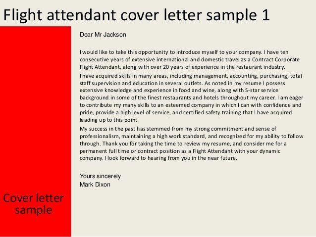 Flight attendant Cover Letter Flight attendant Cover Letter