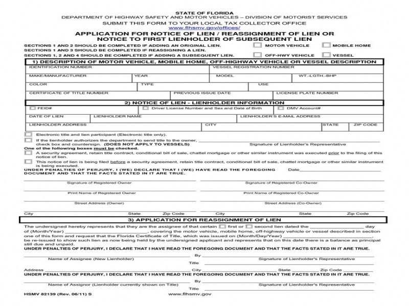Florida Lien Release forms Florida Department Motor Vehicles forms Impremedia