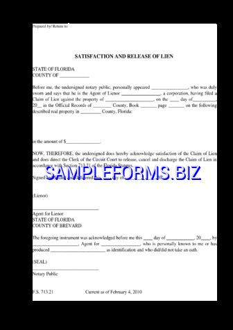 Florida Lien Release forms Florida Lien Release form Templates &amp; Samples