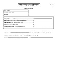 Florida Lien Release forms form Dr 308 Request and Certificate for Waiver and Release