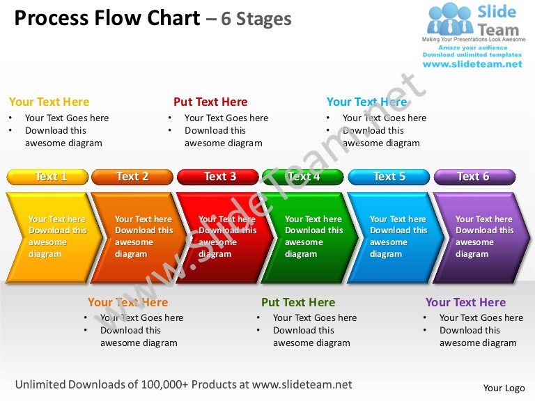 Flow Chart Template Powerpoint Free Process Flow Chart 6 Stages Powerpoint Templates 0712