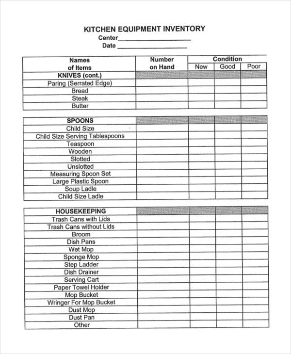 Food Inventory Sheet Printable 13 Food Inventory Templates Doc Pdf