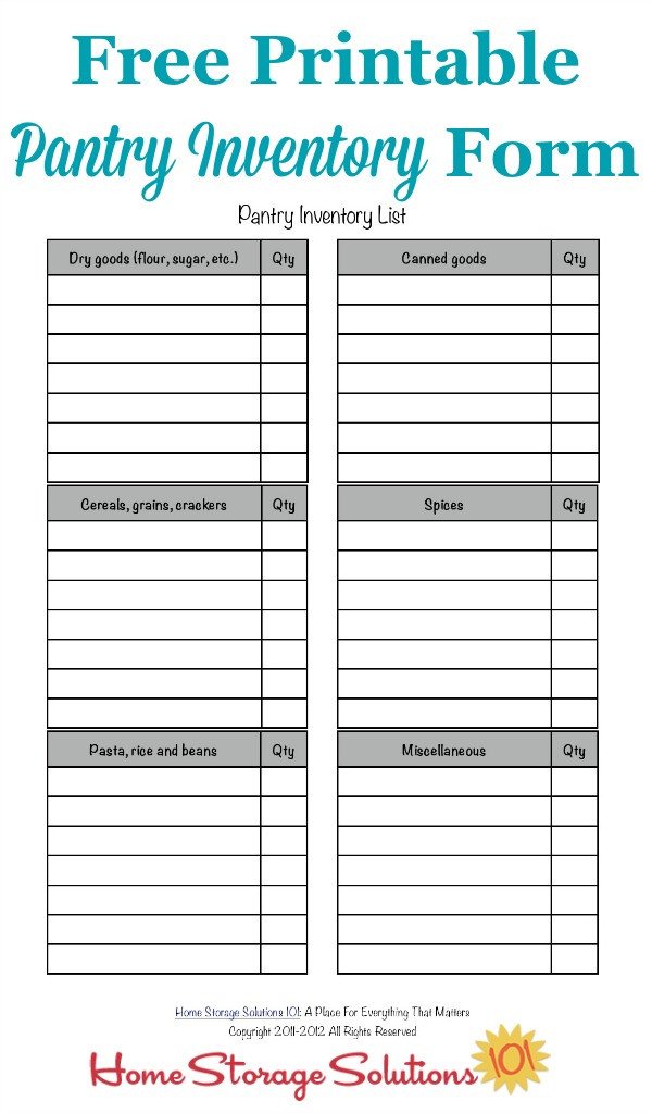 Food Inventory Sheet Printable Free Printable Pantry List Keep An Inventory and Stay