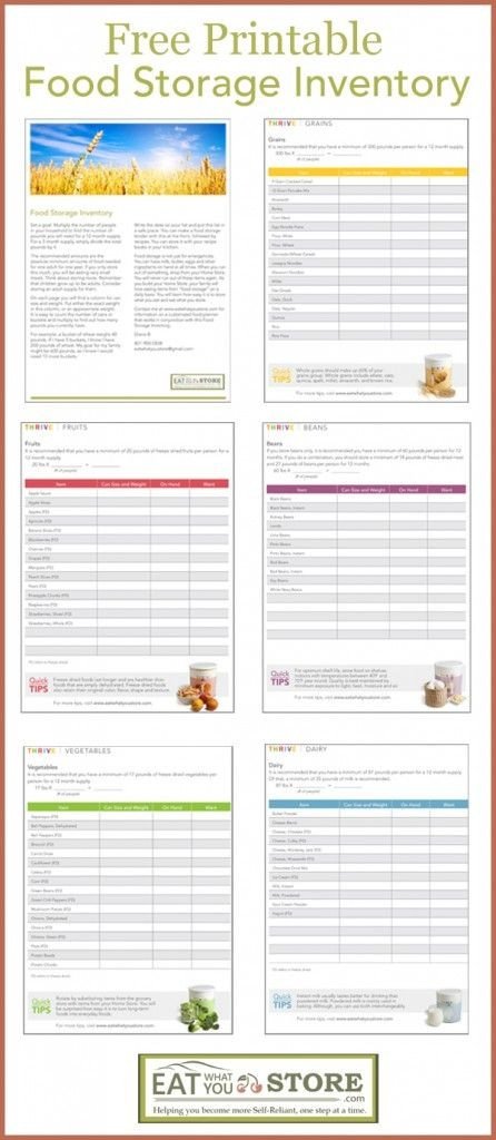 Food Inventory Sheet Printable Printable Food Storage Inventory How Much Food Storage Do