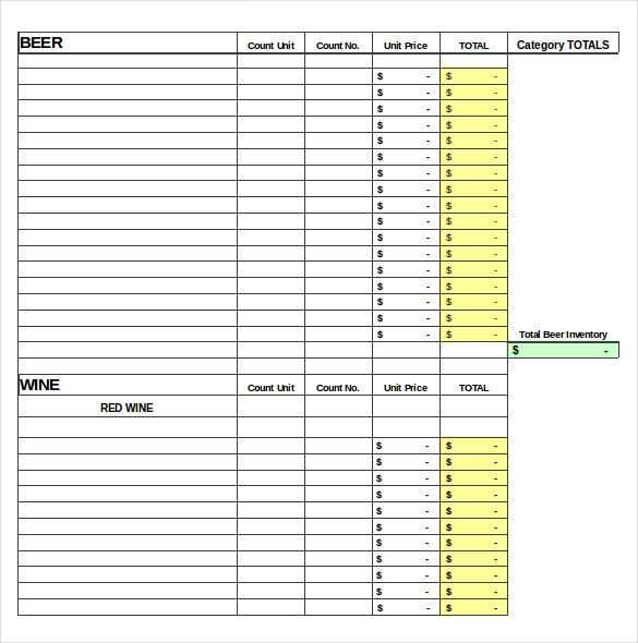 Food Inventory Sheet Printable Restaurant Inventory Template 17 Free Word Excel