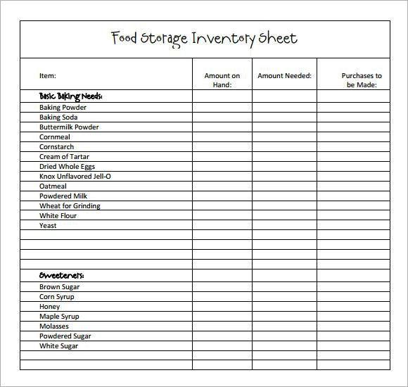 Food Inventory Sheet Printable Sample Restaurant Inventory 6 Documents In Pdf
