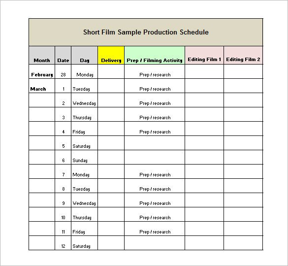 Food Service Production Sheets Production Schedule Template 13 Free Sample Example