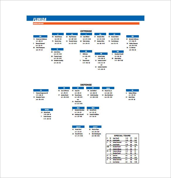Football Depth Chart Template Excel 13 Football Depth Chart Template Free Sample Example