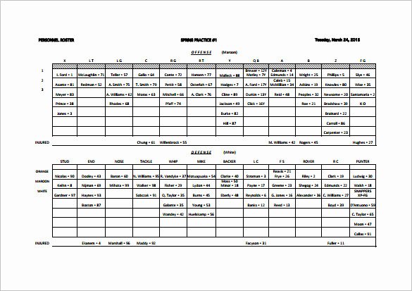 Football Depth Chart Template Excel Baseball Depth Chart Template Pdf Chart Template Design