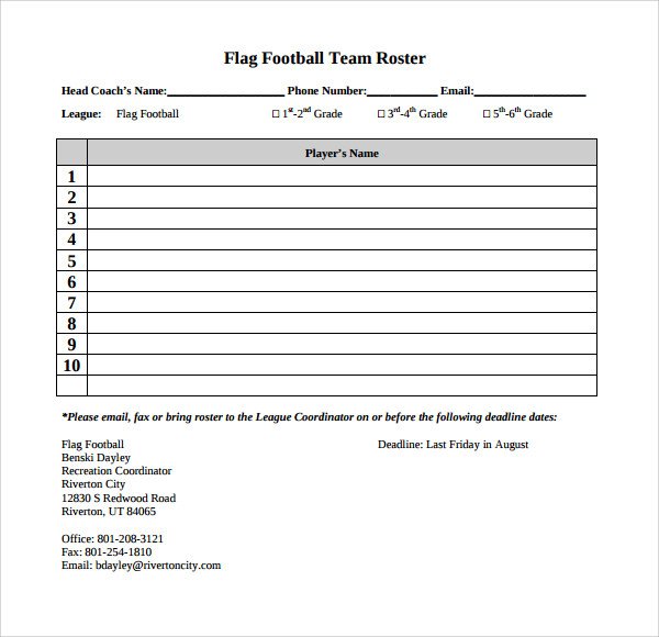 Football Depth Charts Templates Football Depth Chart Template