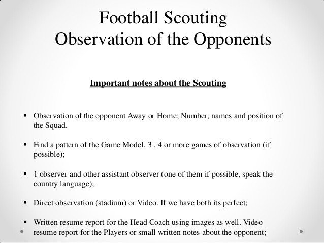 Football Scouting Template Free Football Scouting Observation Of the Opponents Mauro
