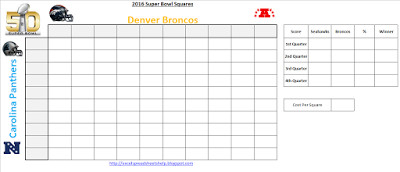Football Squares Template Excel Super Bowl Squares 2016 Excel Template for Fice Pools