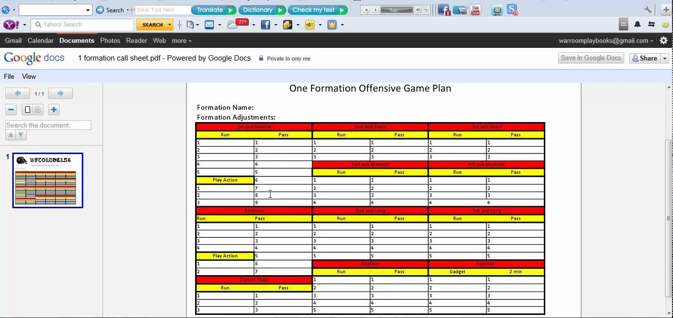 Football Wristband Template for Excel Blank Football Play Sheet Template