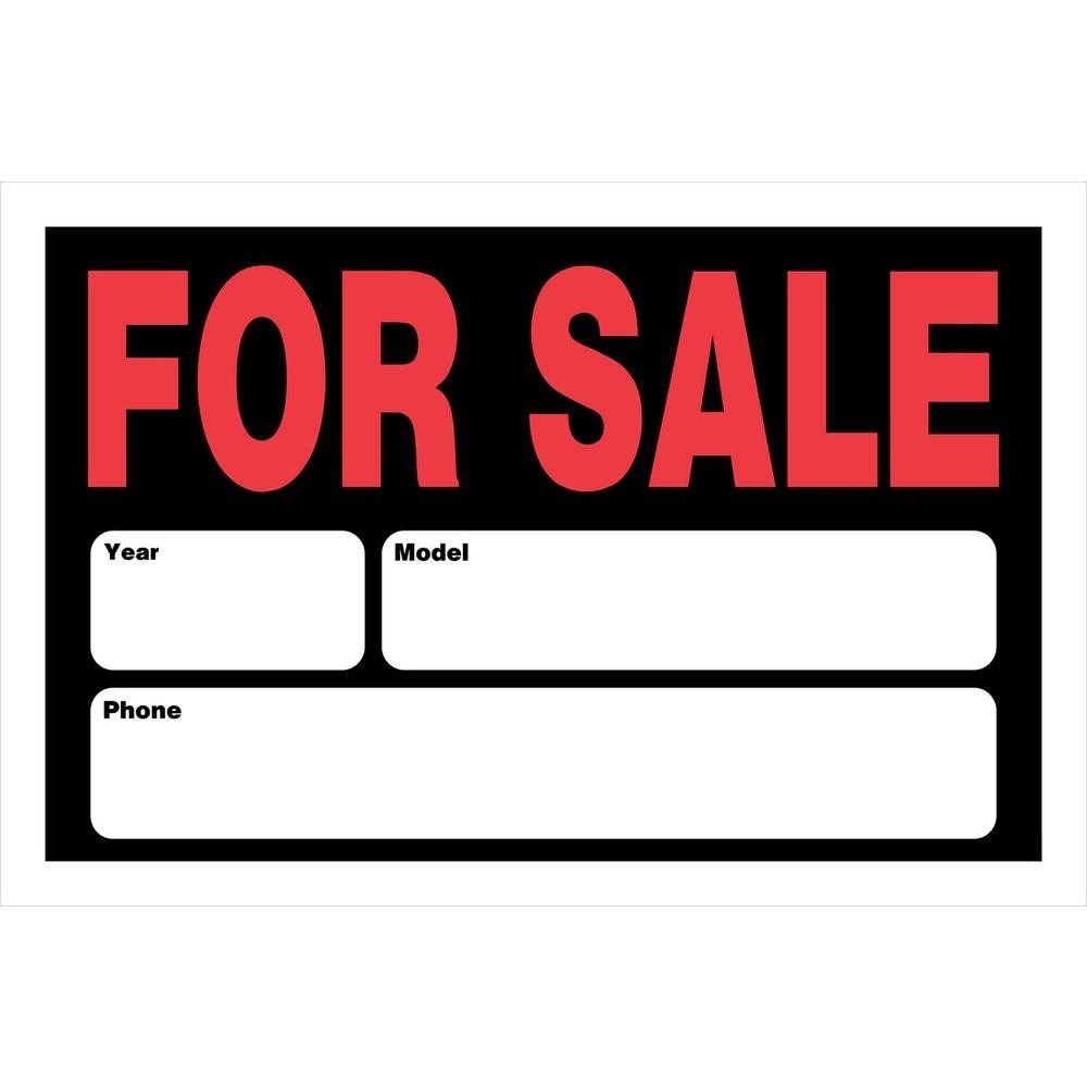 For Sale Sign Template 8 In X 12 In Plastic Auto for Sale Sign the
