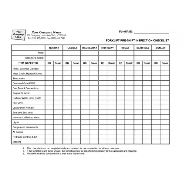 Forklift Inspection form Excel Basic forklift Inspection Checklist Template Templates Forklift Inspection form Excel Basic forklift Inspection Checklist Template Templates