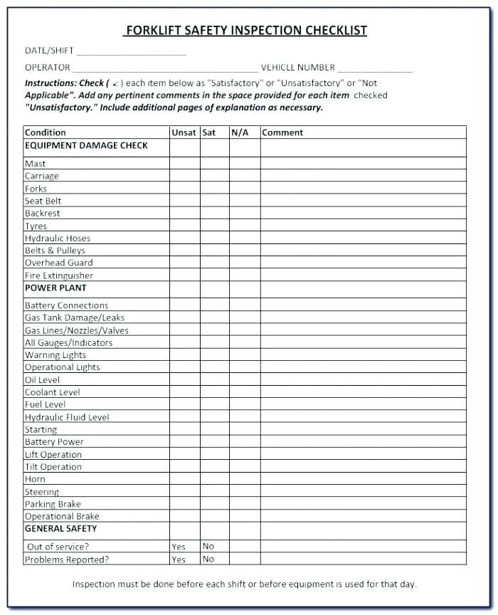 Forklift Inspection form Excel forklift Inspection form Excel – Portalofvaal