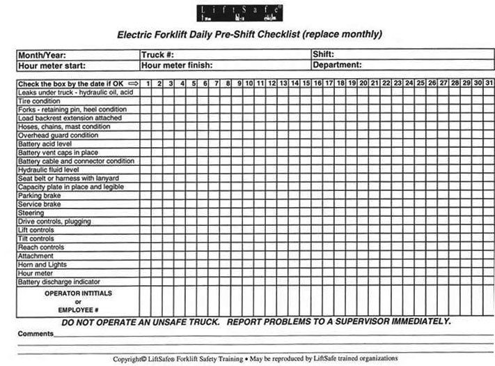 Forklift Inspection form Excel Intellaliftparts Sell & Ship forklift forks & fork Lift