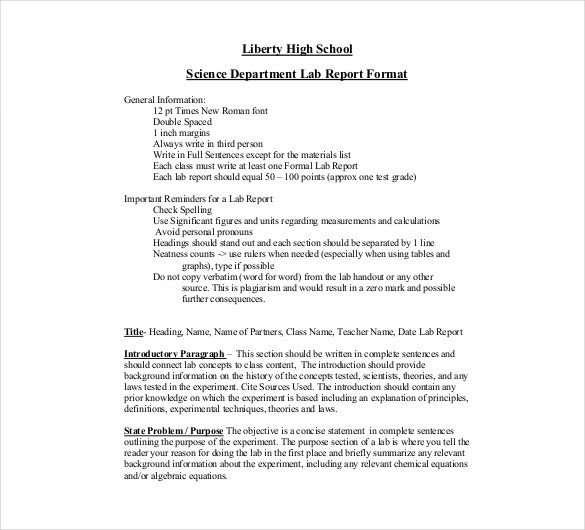 Formal Lab Report Template 16 Laboratory Report Templates Free Pdf Ms Word Apple