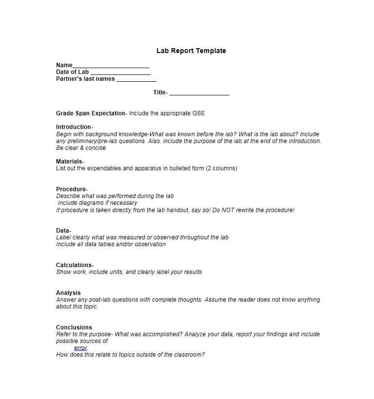 Formal Lab Report Template 40 Lab Report Templates & format Examples Template Lab