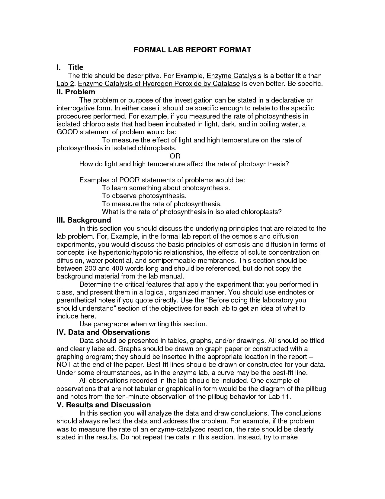 Formal Lab Report Template Another formal Lab Report format