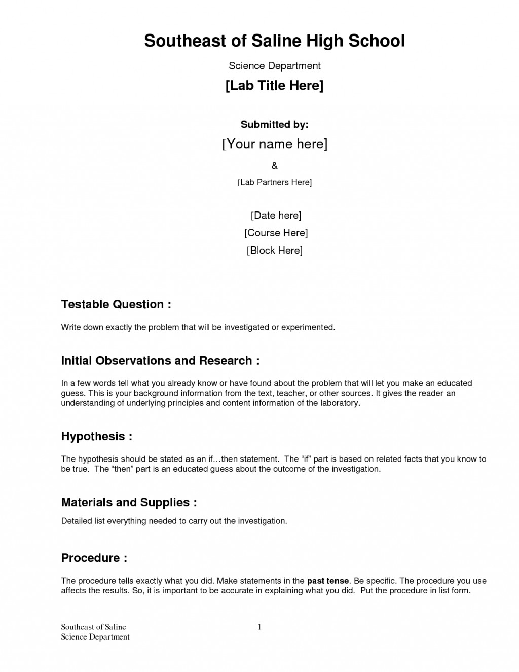 Formal Lab Report Template formal Lab Report Template Biological Science Picture