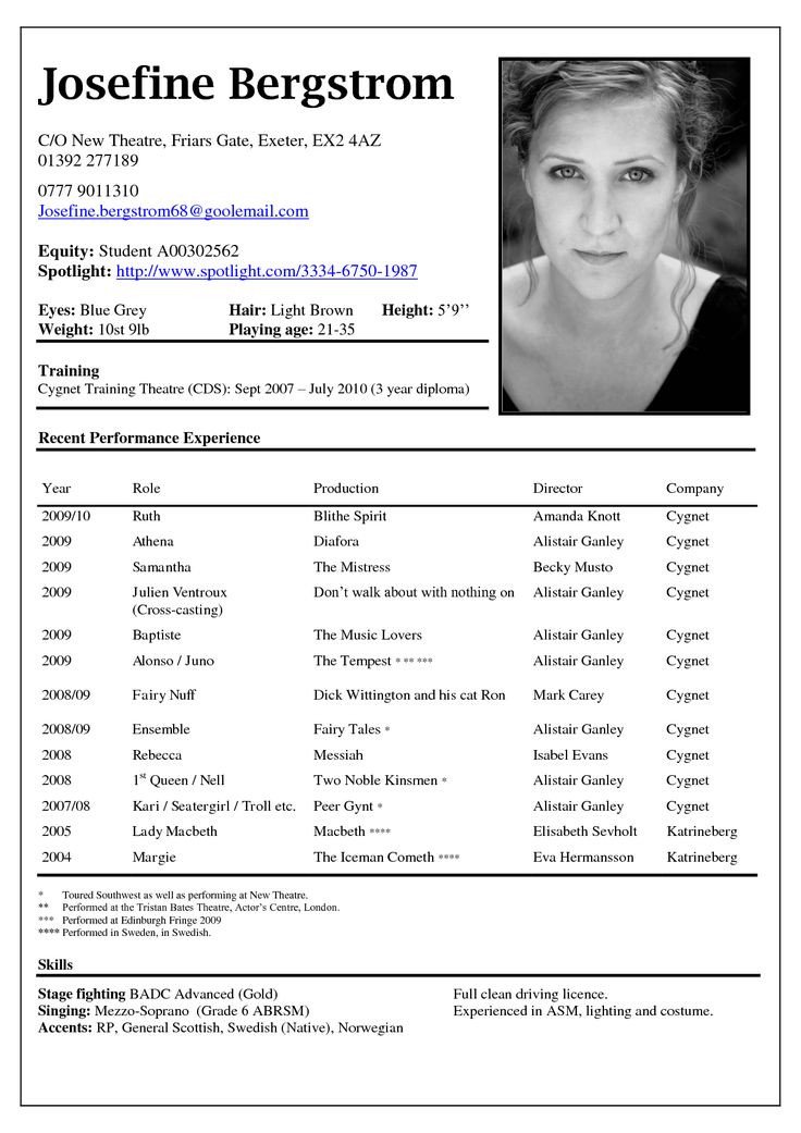Free Acting Resume Template Best 25 Acting Resume Template Ideas On Pinterest