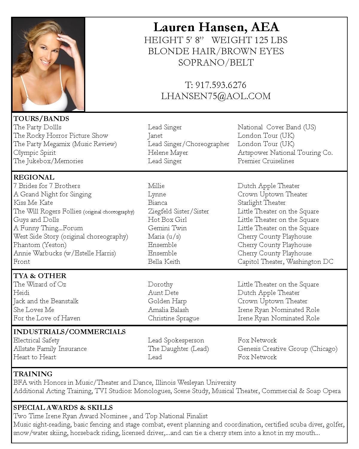 Free Acting Resume Template Pin by Kaarin Pigford On Let S Put On A Show In 2019