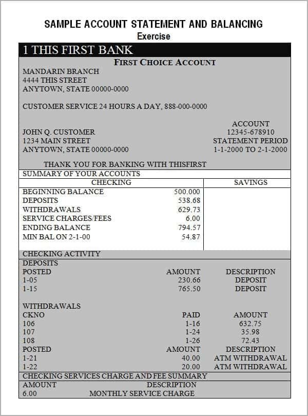 Free Bank Statement Generator Bank Statement Template Free formats Excel Word
