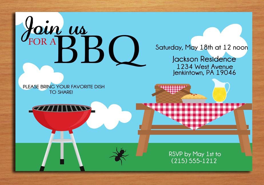 Free Bbq Invitation Template Summer Picnic Customized Printable Bbq by