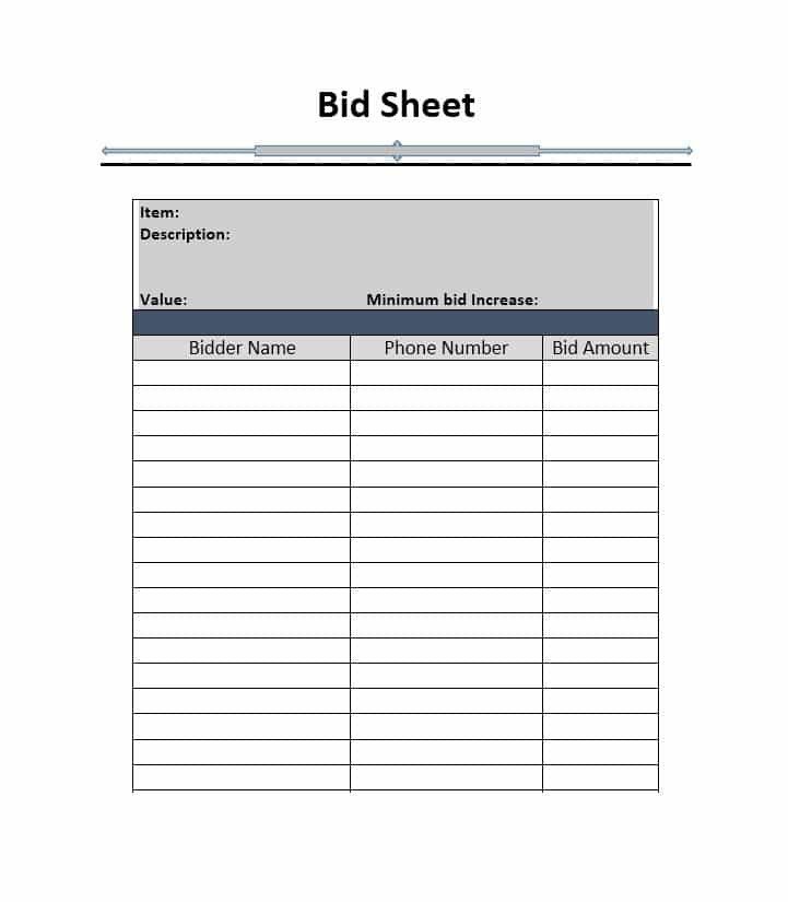 Free Bid Sheet Template 40 Silent Auction Bid Sheet Templates [word Excel]