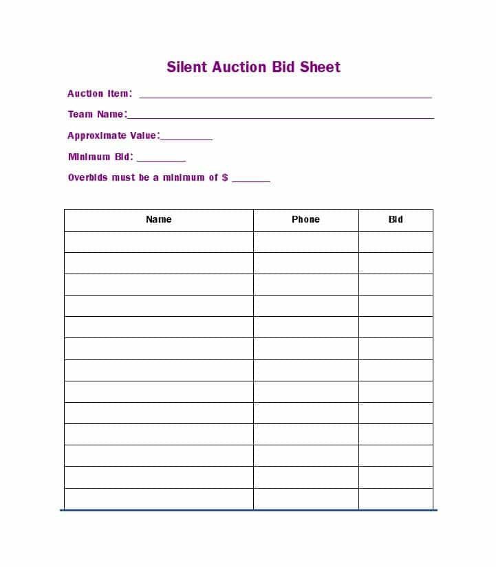 Free Bid Sheet Template 40 Silent Auction Bid Sheet Templates [word Excel]