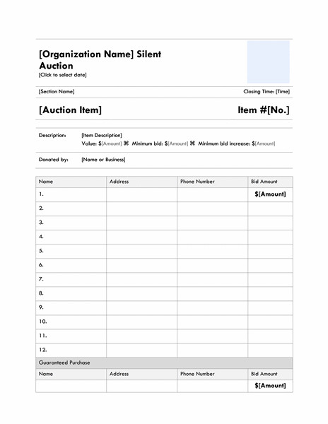 Free Bid Sheet Template 5 Auction Bid Sheets Templates formats Examples In Word