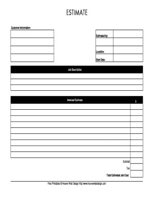 Free Bid Sheet Template Estimate Template Fill Line Printable Fillable