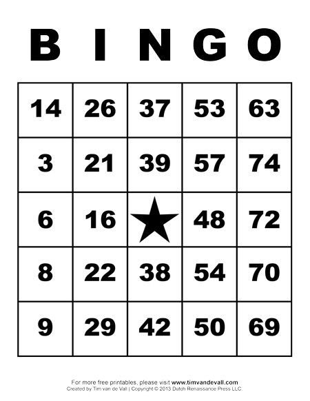 Free Bingo Card Template Printable Bingo Cards Art &amp; Crafts for Kids