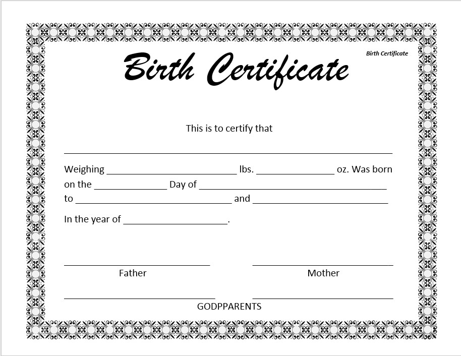 Free Birth Certificate Template 14 Free Birth Certificate Templates In Ms Word &amp; Pdf