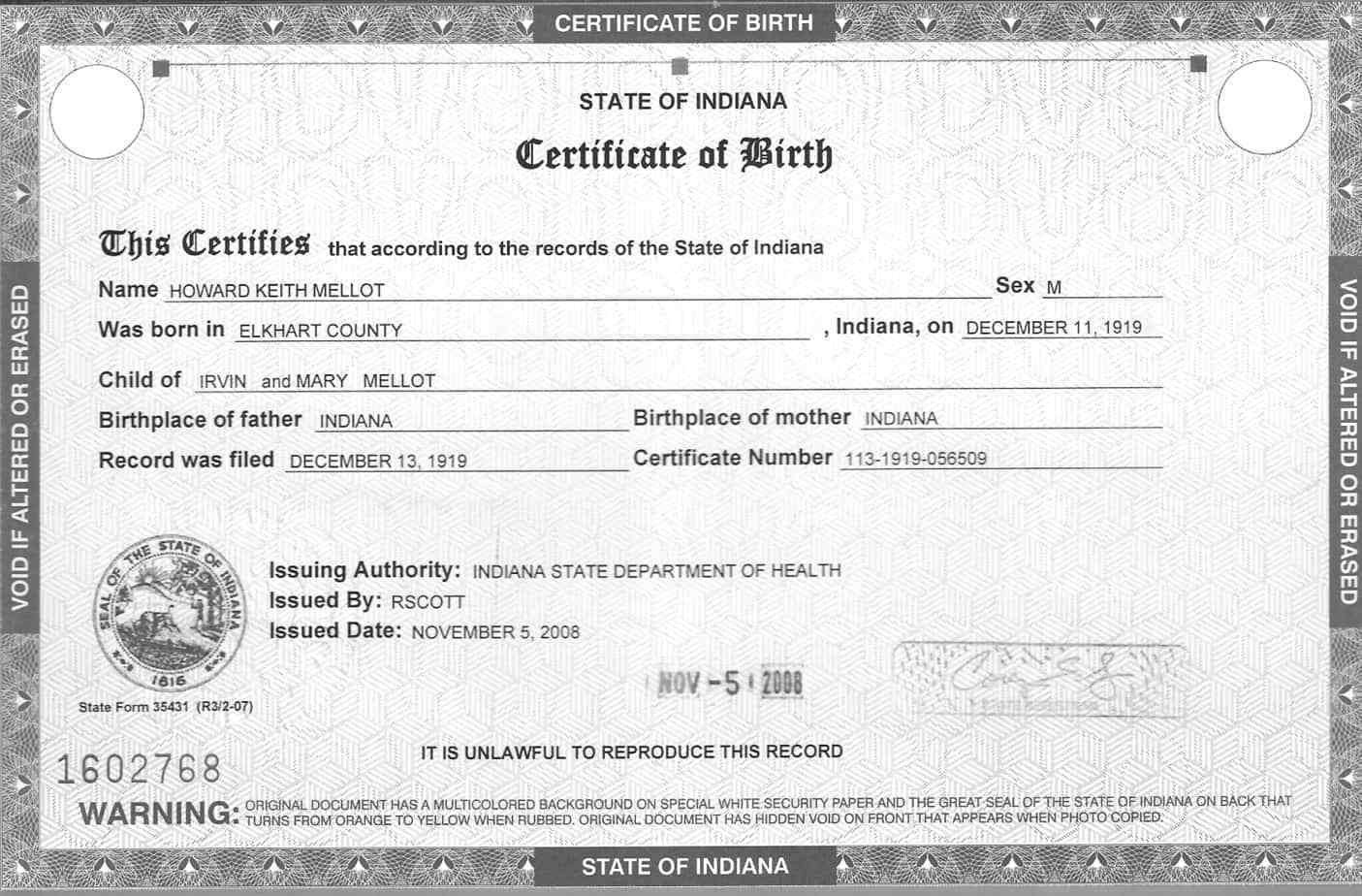 Free Birth Certificate Template 5 Birth Certificate Templates Excel Pdf formats