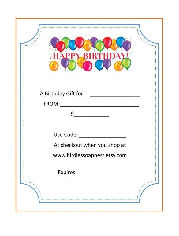 Free Birthday Gift Certificate Template 20 Birthday Gift Certificate Templates Free Sample