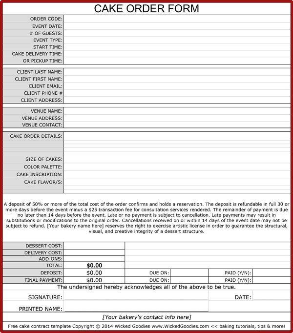 Free Cake Contract Template How to Write A Cake Contract