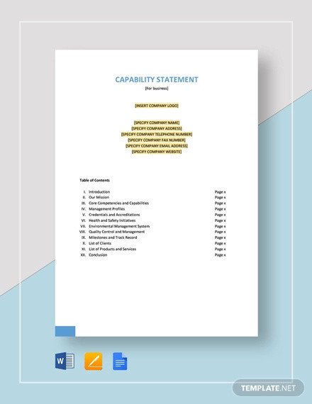 Free Capability Statement Template Word 12 Capability Statement Template Word Pdf Google Docs