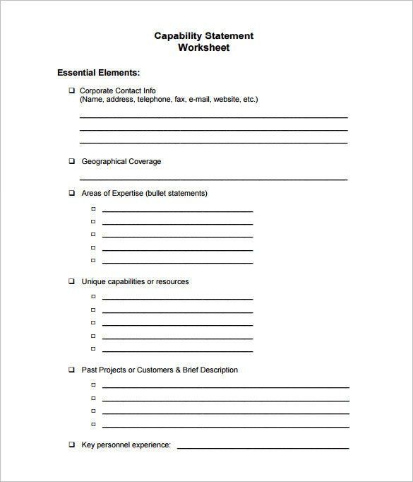 Free Capability Statement Template Word 14 Capability Statement Templates Pdf Word Pages