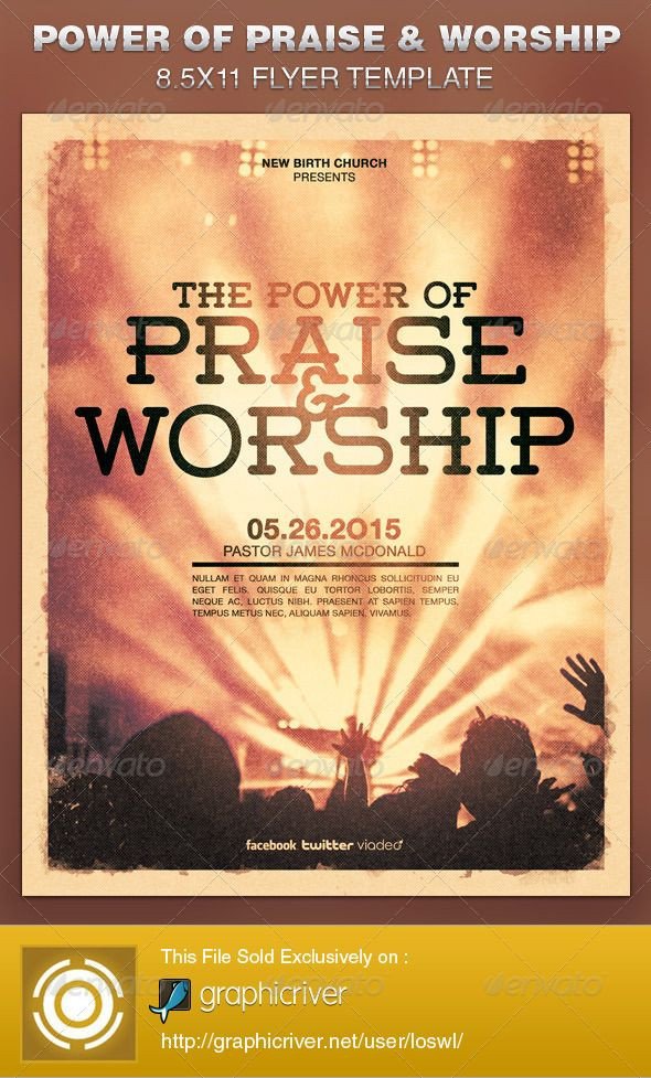 Free Church Flyer Templates Power Of Praise and Worship Church Flyer Template
